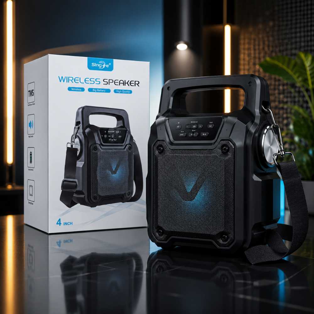 Portable Solar Wireless Bluetooth Speaker with LED Light, FM Radio & USB Rechargeable Outdoor Speaker